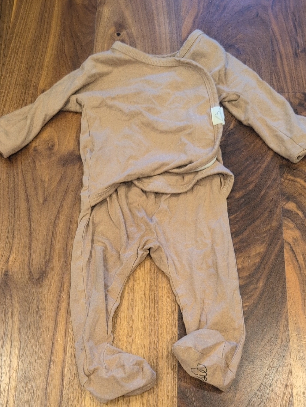 Neutral Tan Baby Footed One-Piece Romper